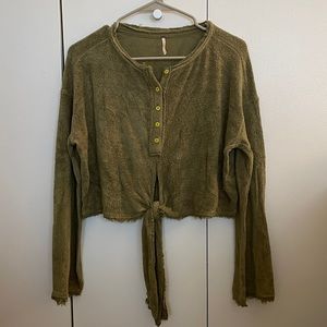 Free People Cropped Terry Cloth Long Sleeve